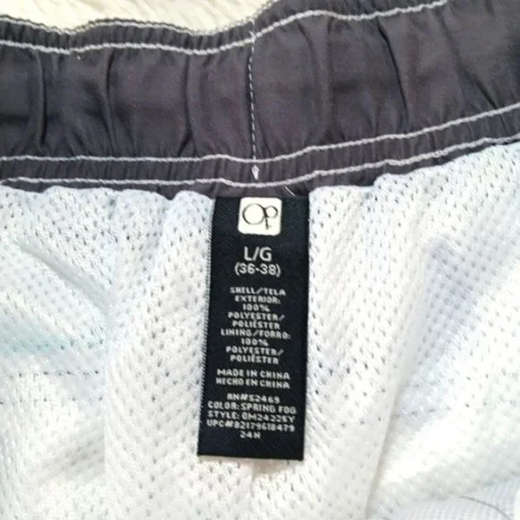 OP Blue and White Geometric Board Shorts Lined. Mens Large 36/38 NWOT - Picture 6 of 9